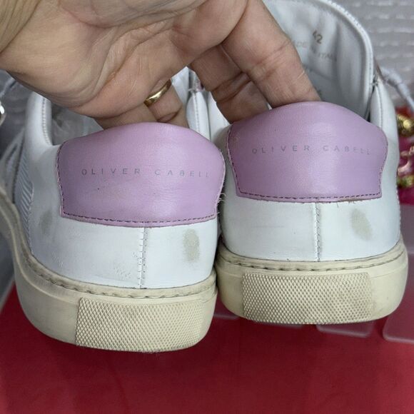 (A7) Oliver Cabell -leather Sneakers Women's in Swift-White,Pink, Size 42/11US. - Picture 11 of 13